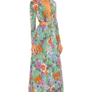 Assi Cutout Dress - Green Vintage Floral